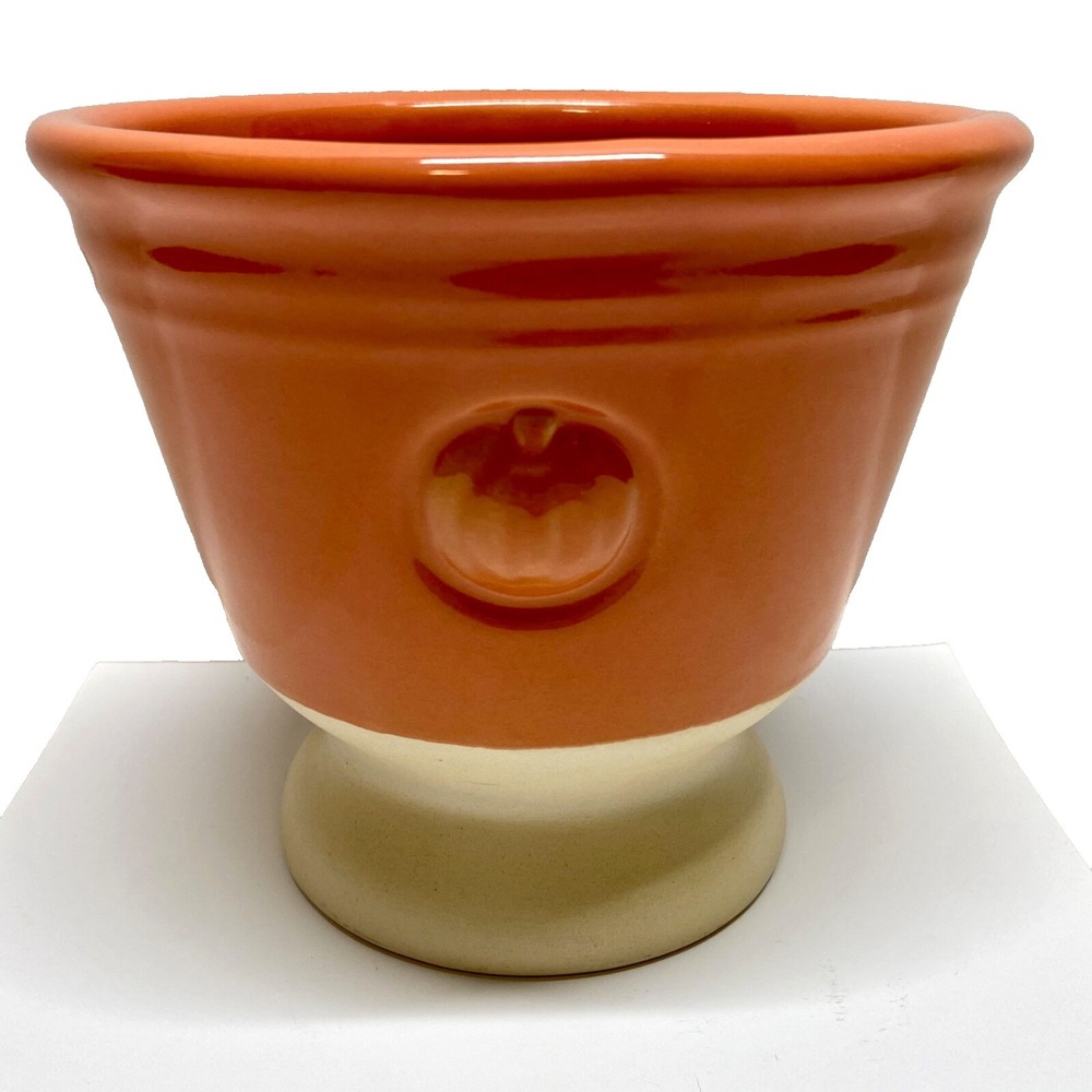 FTD Flower Pot Pumpkin Themed Ceramic Planter 5 1/2" Candy Dish EUC